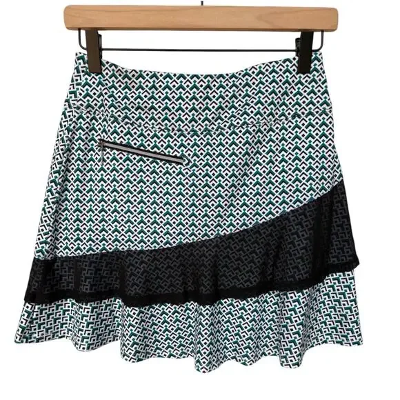 GG Blue Geoprint Ruffle Athletic Skort Golf Tennis Outdoors NWT size XS - Picture 2 of 7